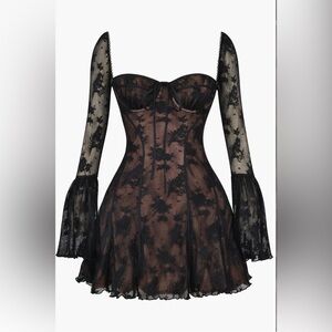 House of CB Analissa Long Sleeve Lace Mini Dress